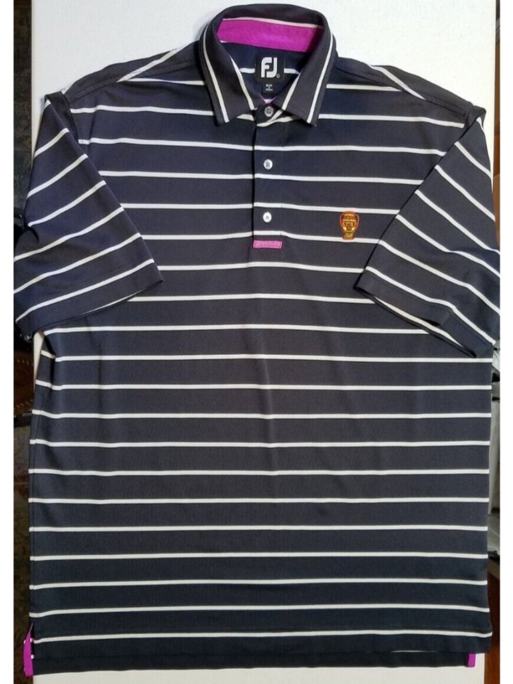 FJ Short Sleeve Three Button Pullover Polo Performance Golf Preppy Shirt Men's L
